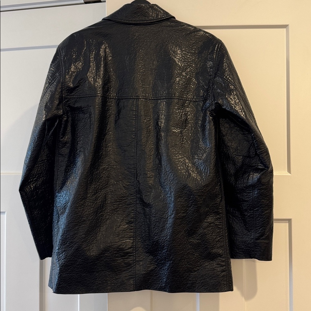 Aritzia Wilfred Adina Black Vegan Faux Leather Texturized Oversized Blazer, XS - Picture 2 of 5